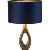 Searchlight Lampe de table dorée Bucklow avec capuche bleu foncé
