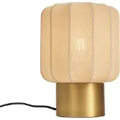QAZQA Lampe de table Japandi dorée avec abat-jour beige - Pluni