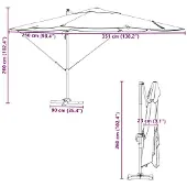 vidaXL Parasol , 351 x 250 x 260 cm, polyester et aluminium, couleur taupe