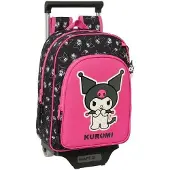 Hello Kitty Kuromi Sac à dos à roulettes Noir,Rose Noir,Rose One Size