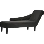 vidaXL Chaise longue avec coussin et accoudoir droit Tissu noir