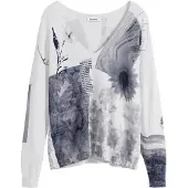 Desigual Femmes, Pull-over, Pull Femme Blanc, Blanc, (XS)