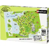 Nathan Puzzle enfant 100 pièces - Carte de France - - Jeu de tri à 3 compartiments - À partir de 6 ans