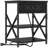 vidaXL Table de nuit avec station de chargement Chêne noir
