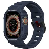 Skinarma Band+Case Mecha 2in1 Apple Watch 49mm navy (Plastique, Silicone, TPU), Sangles de montre, Bleu