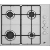 Beko HIGG641C3SX Table de cuisson à gaz encastrable, 4 brûleurs inox