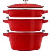 Zwilling Kochtopfset, 3-tlg | rund | Gusseisen | Kirsch-Rot
