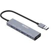 Deltaco UH-738 USB-A Hub, 4 ports (USB-A, 4 ports), Station d’accueil + hub USB, Gris