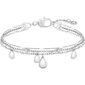 BOSS Bracelet argenté trois couches avec breloques gouttelettes