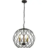 Searchlight Finesse Lampe à suspendre 3 flammes ronde 41cm noire avec douille dorée