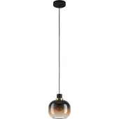 Eglo Suspension 1 flamme HxØ 110x19 cm noir/laiton verre vaporisé noir/brun/transparent