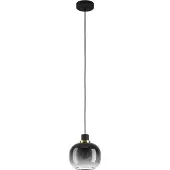 Eglo Suspension 1 flamme HxØ 110x19 cm noir/laiton verre vaporisé noir/gris/transparent
