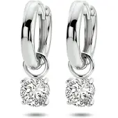 GLAMS klapoorringen zirkonia - 15 mm - Zilver, (Argent, Zircone)
