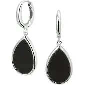 GLAMS klapoorringen onyx - Zilver, (Argent 925)