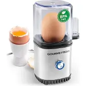 Gourmetmaxx Cuiseur d'oeufs 1oeuf, Cuiseur à œufs, Noir, Argent