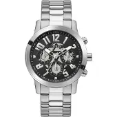 GUESS Montre à affichage analogique 'Parker' noir / argent