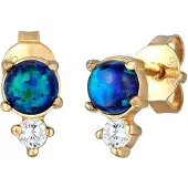 Elli Boucles d'oreilles bleu / or / transparent