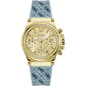 GUESS Montre à affichage analogique 'Charisma' bleu marine / bleu fumé / or