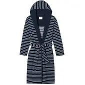 Schiesser Peignoir long 'Feather Terry' bleu marine / blanc