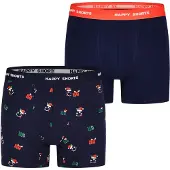 Happy Shorts Sous-vêtements 'Xmas' bleu marine / vert / orange / blanc