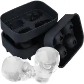 Relaxdays 2x Totenkopf-Eiswürfelform, Bacs à glaçons + moules à glace, Noir
