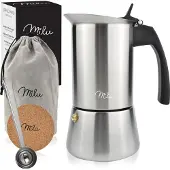 MILU Bouilloire à espresso, Cafetière moka, Argent