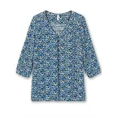 Sheego Chemisier bleu marine / saphir / safran / blanc