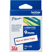 Brother TZe-222 - (9 mm) - Rouge sur blanc - Ruban