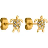 Purelei Boucles d'oreilles 'White Turtle' or