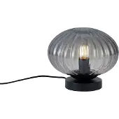 QAZQA Lampe de table design noire avec verre fumé - Mochi