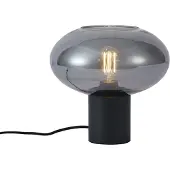 QAZQA Lampe de table design noire avec verre fumé - Umbrella