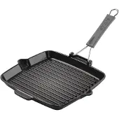 Staub Gril 1202123 Carré avec manche en silicone 24 x 24 cm Noir