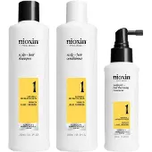 Nioxin System Kit 1 - Soins du cuir chevelu - Cheveux naturels légèrement affaiblis - Shampooing, après-shampooing & soin (300+300+150ml)