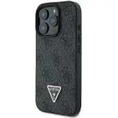 GUESS GUHCP16LP4TDPK iPhone 16 Pro 6.3" czarny/black hardcase cuir 4G Triangle Strass MagSafe (Apple iPhone 16 Pro), Coque pour téléphone portable, Noir
