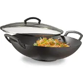 Spring wok en fonte avec couvercle en verre, 35 cm