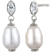 Elli Boucles d'oreilles argent / blanc perle