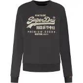 Superdry pour femme. W2012399A Sweatshirt Embellished Vintage Logo noir (S), Casuel, Coton