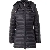 EA7 pour femme. 7W000685_AF12475 Manteau à capuche en nylon matelassé noir avec capuche rembourrée (L), Casuel, Polyamide