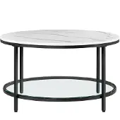 Vasagle , table basse avec plateau en verre, beaucoup d'espace de rangement, assemblage facile