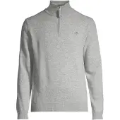 Gant pour homme. 87213 Pull en laine de mouton très fine avec demi-fermeture éclair grise (XL), Casuel