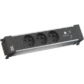 Bachmann POWER FRAME - Bâti de prises - entrée, entrée GST18i3 - prises de sortie : 3 (USB, 3 x French / UTE) - cordon de 20cm - noir (916.1227)