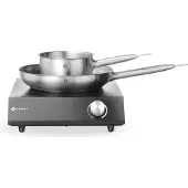 Hendi Set : Cuisinière à induction 3500W + casserole à manche + poêle, Noir, 220-240V/3500W, 320x395x(H)95mm