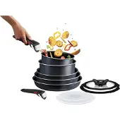 Tefal Ingenio So'Light Set de 11 ustensiles de cuisine (L72393), Poêle + casserole, Noir, Gris