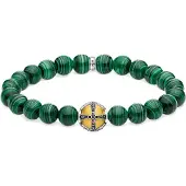 Thomas Sabo Bracelet Croix vert, (16 cm, Argent sterling 925, Noirci, Or jaune 750 plaqué or)
