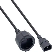 InLine 16659A Câble adaptateur réseau, dispositifs froids C14 sur prise femelle avec contact de protection, pour UPS, 1m