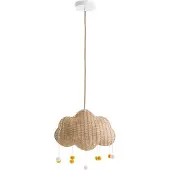 Beliani Suspension en rotin naturel avec abat-jour tricoté à la main en forme de houppette style boho