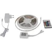 Enovalite Kit de bandes LED, RGB, avec télécommande et adaptateur secteur (RGB, 500 cm, Intérieur)