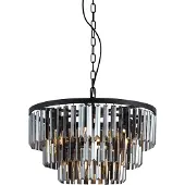 QAZQA Lustre moderne noir avec verre fumé 9 lumières - Amel