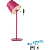 JUST LIGHT BOTERIA Lampe de table LED rechargeable, lumière blanche chaude, dimmable, 2,5 W, rose, IP54, 19251-87