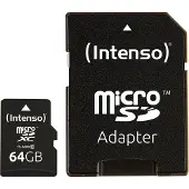 Intenso MicroSD carte mémoire 64GB + adaptateur SD